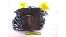 Ethnic Wooden Clasps Beads Bracelets Handmade